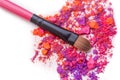 Makeup shadows and brush heart shape Royalty Free Stock Photo