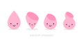 Makeup sponges. Icon set: several types of sponges. Cute sponges in color pink. Kawaii style. Vector illustration, flat design