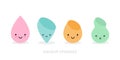 Makeup sponges. Icon set: several types of sponges. Cute sponges in different colors. Kawaii style.Vector illustration, flat