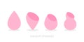 Makeup sponges. Icon set: several types of sponges. Vector illustration, flat design