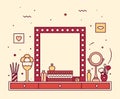 Makeup table vanity linear mirror dressing vector Royalty Free Stock Photo