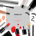 Makeup template with make up cosmetics