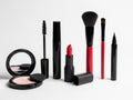Makeup tools and cosmetics isolated on white background Royalty Free Stock Photo