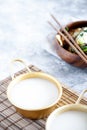 Makgeolli rice wine is one of the oldest korean traditional fermented alcoholic drinks