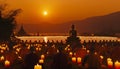 Makha Bucha Day is the day when the Lord Buddha performed his performance. Royalty Free Stock Photo