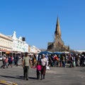 High street in Grahamstown, South Africa. This town hosts the National Arts Festival annually Royalty Free Stock Photo