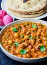 Makhane ki sabzi with roti & pickled onions