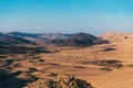 Makhtesh ramon crater landscape in Israel`s Negev Desert. Royalty Free Stock Photo