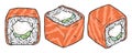 Maki rolls logotypes colorful set