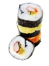 Maki rolls Sushi roll with rice and nori isolated on white background. Royalty Free Stock Photo