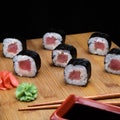 Maki rolls with tuna. Sushi menu. Japanese food Royalty Free Stock Photo