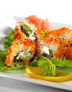 Maki Sushi - Eel and Tobiko Roll Royalty Free Stock Photo
