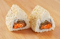 Maki Sushi Roll with Red Tobiko and Sesame