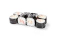 Maki sushi rolls with crab meat wrapped in rice and nori