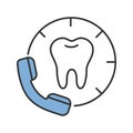 Making appointment with dentist color icon