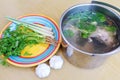 Making asian style soup stock Royalty Free Stock Photo