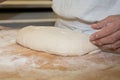 Making of bakery products in bakery shop by a chief baker