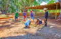 Making of bamboo roof, Kakku, Myanmar