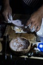 Making of Banh Dua coconut biscuit. Royalty Free Stock Photo