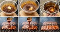 Making Barbecue Sauce and Basting Ribs: A Step-by-Step Guide Royalty Free Stock Photo