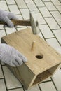 Making birdhouse from boards. Help the birds in spring