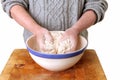Making bread kneading dough Royalty Free Stock Photo