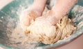 Making bread kneading dough Royalty Free Stock Photo