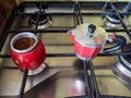 Making breakfast Italian style, coffee espress Royalty Free Stock Photo