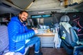 Making breakfast or lunch in campervan, motorhome or RV