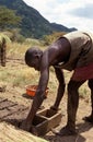 Making bricks in Uganda. Royalty Free Stock Photo