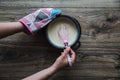 Making bÃÂ©chamel sauce Royalty Free Stock Photo