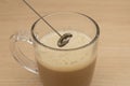 Making cappuccino coffee with a mixer at home