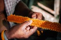 Making Carved candle wax Thai art for Wax castle or Prasat Phueng procession in Sakon Nakhon - Thailand