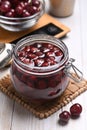 Making cherry jam at home. Royalty Free Stock Photo