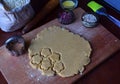 Making chickpea cookies pastries with almonds and tea rose petals. Traditional Eastern sweets. Gluten free. Grain free. Paleo diet