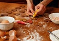 Making Christmas ginger bread cookies