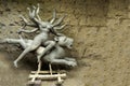 Making of the clay idol of Durga.