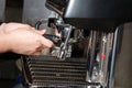 Making coffee with espresso machine Royalty Free Stock Photo
