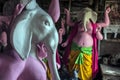 The making of the colorful idols of the Hindu God Ganesha