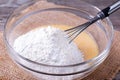 Making cookies. Pouring flour. Royalty Free Stock Photo