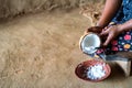 Making copra dough with milk