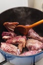 Making coq au vin Royalty Free Stock Photo