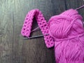 Making crafts with orlon yarn and crochet Royalty Free Stock Photo