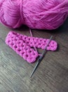 Making crafts with orlon yarn and crochet Royalty Free Stock Photo