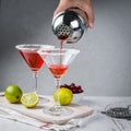 Cranberry and lime martini Royalty Free Stock Photo