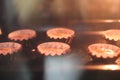 Making cupcakes, baking process. Photo from kitchen. Royalty Free Stock Photo