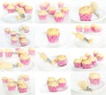 Making cupcakes collage or set Royalty Free Stock Photo