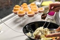 Making cupcakes. Photo of process. Homemade muffins. Royalty Free Stock Photo
