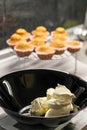 Making cupcakes. Photo of process. Homemade muffins. Royalty Free Stock Photo