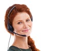 Making customers happy. Portrait of an attractive young customer service representative wearing a headset. Royalty Free Stock Photo